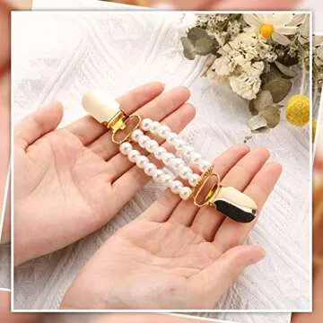 Canlierr 4 Pcs Sweater Shawl Clip Retro Cardigan Collar Dress Shirt Clip Waist Back Cincher Rhinestone Pearl Brooch for Women Girl(Pearl and Rhinestone Style)