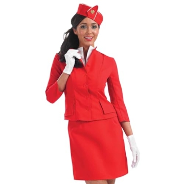 Retro Red Flight Attendant Costume Women XX-Large with Hat