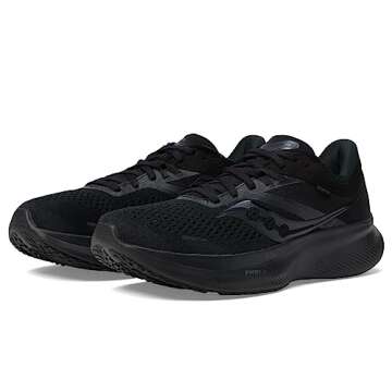 Saucony Women's Ride 16 Sneaker, Triple Black, 9