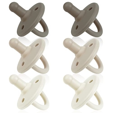 Sweet Child Pacifiers 0-18 Months - Set of 6 Ultra-Light Silicone Binkies with Safety Features