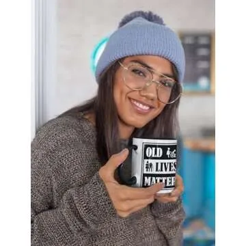 Old Lives Matter Coffee Mug, Unique Retirement Or Birthday Gift Mugs To Be Loved Mug - White with Colored Inside and Handle. (Two Tone Black, 11oz)
