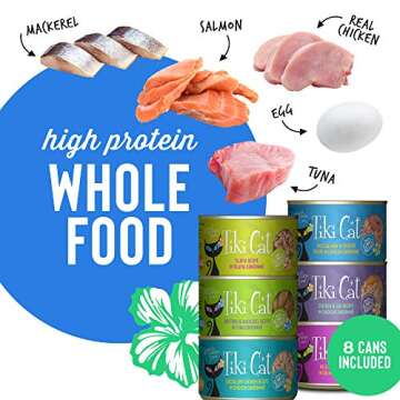 Tiki Cat Luau Variety Pack, Succulent Combinations of Real Shredded Protein in a Rich Flavorful Consumme, Grain-Free Balanced Nutrition Wet Canned Cat Food, For All Life Stages, 6 oz. Cans (Pack of 8)