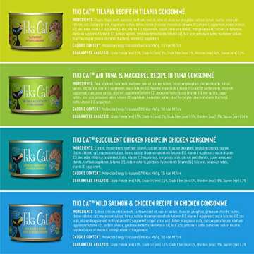 Tiki Cat Luau Variety Pack, Succulent Combinations of Real Shredded Protein in a Rich Flavorful Consumme, Grain-Free Balanced Nutrition Wet Canned Cat Food, For All Life Stages, 6 oz. Cans (Pack of 8)