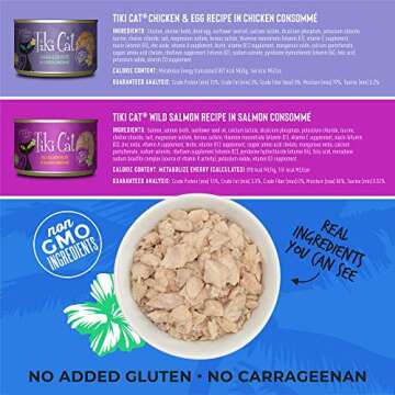 Tiki Cat Luau Variety Pack, Succulent Combinations of Real Shredded Protein in a Rich Flavorful Consumme, Grain-Free Balanced Nutrition Wet Canned Cat Food, For All Life Stages, 6 oz. Cans (Pack of 8)