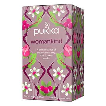 Pukka Organic Tea Bags, Womankind Herbal Tea with Shatavari, Cranberry & Rose Flower, Perfect for Balanced Harmony, 20 Count (Pack of 3) 60 Tea Bags, PP-GRCE31048