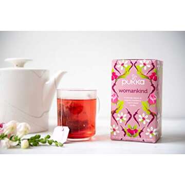 Pukka Organic Tea Bags, Womankind Herbal Tea with Shatavari, Cranberry & Rose Flower, Perfect for Balanced Harmony, 20 Count (Pack of 3) 60 Tea Bags, PP-GRCE31048
