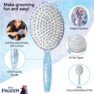 Frozen II Girls Snowflake Confetti Hair Brush for Kids