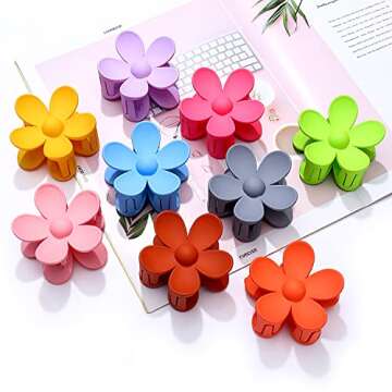 HZEYN Flower Hair Clip Matte Large Flower Claw Clip Strong Holder Hair Clips for Women Thick Hair Y2...
