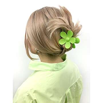 HZEYN Flower Hair Clip Matte Large Flower Claw Clip Strong Holder Hair Clips for Women Thick Hair Y2K Hair Styling Accessories 9 Light Color