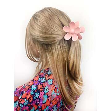 HZEYN Flower Hair Clip Matte Large Flower Claw Clip Strong Holder Hair Clips for Women Thick Hair Y2K Hair Styling Accessories 9 Light Color