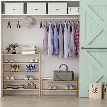 Z&L HOUSE 5-Tier Shoe Rack for Closet, Stackable Shoes Rack Organizer Free Standing Shoe Shelf for Entryway and Closet Hallway, Multifunctional Bamboo Rack in Different Combinations (5-Tier)