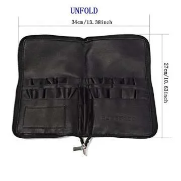 BestFire Professional Makeup Brush Bag Case Portable 22 Pockets Cosmetic Brush Holder Organizer with Artist Belt Strap PU Leather(Brushes Not Included)