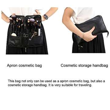 BestFire Professional Makeup Brush Bag Case Portable 22 Pockets Cosmetic Brush Holder Organizer with Artist Belt Strap PU Leather(Brushes Not Included)