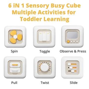 bessome Busy Activity Cube for Fine Motor Skill Learning|Montessori Toys for 1 Year Old Boy Girl|Sen...