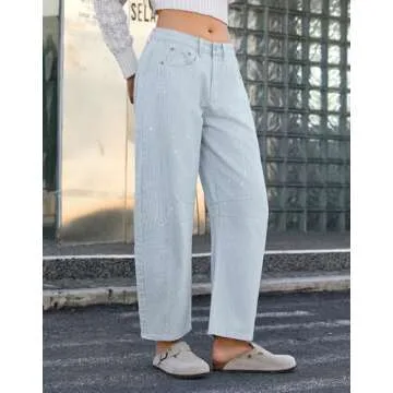 Kedera Mid Rise Barrel Jeans for Women Mid Waist Wide Leg Cropped Denim Pants Y2k Baggy Boyfriend Jeans with Pockets