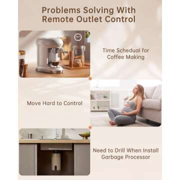 ELECTOP Remote Control Outlet, 15A/1500W Wireless Outlet Power Switch with Countdown Function, No Wire Long Range Electrical Switch Plug On/Off for Small Household Appliance(1 Swicth &3 Outlets)