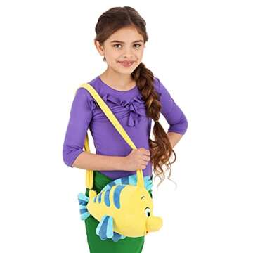 elope Disney The Little Mermaid Flounder Costume Companion Pouch Bag Accessory for Kids, Cosplay, Halloween, & Beach Party Standard