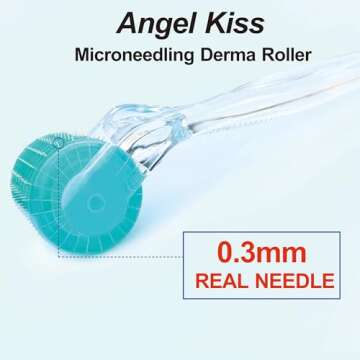 Angel Kiss Derma Roller REAL NEEDLE - 0.3mm Microneedling Roller for Face Body, 192 Individual Stain...