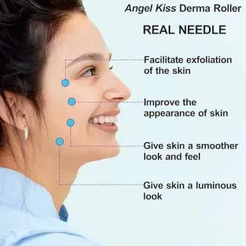 Angel Kiss Derma Roller REAL NEEDLE - 0.3mm Microneedling Roller for Face Body, 192 Individual Stainless Steel Needles, Face Microdermabrasion Roller for Men and Women