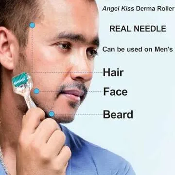 Angel Kiss Derma Roller REAL NEEDLE - 0.3mm Microneedling Roller for Face Body, 192 Individual Stainless Steel Needles, Face Microdermabrasion Roller for Men and Women