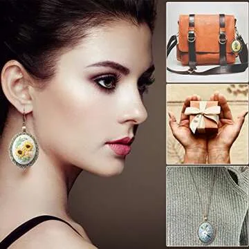 ZOCONE 4 Packs Embroidery Necklace Kit, Embroidery Pendant Kit Mini Cross Stitch Kit with Hoop, Necklace, Pendant, Stamped Pattern Cloth, Instructions, etc., Embroidery Kit for Adults