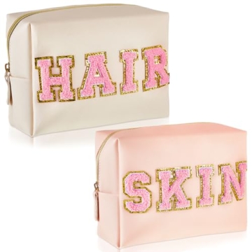 Patelai Preppy Makeup Bags - Glittery Cosmetic Organizer