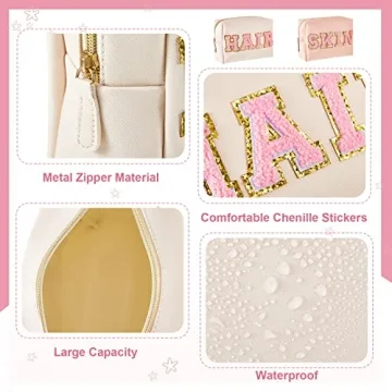 Patelai Preppy Makeup Bags - Glittery Cosmetic Organizer