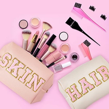 Patelai Preppy Makeup Bags - Glittery Cosmetic Organizer