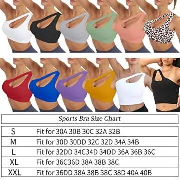 Left One Shoulder Sports Bra, Sexy Cute Workout Yoga Top Padded Removable Post-Surgery Wirefree Medium Support (Black)