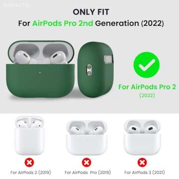 ORNARTO Compatible with AirPods Pro 2 Case 2022, Full Protective Hybrid Silicone for AirPods Pro 2nd...