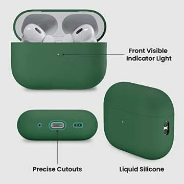 ORNARTO Compatible with AirPods Pro 2 Case 2022, Full Protective Hybrid Silicone for AirPods Pro 2nd Generation Case, Front LED Visible Skin Cover-Clover Green