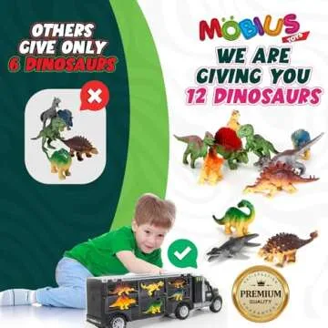 Dinosaur Truck Carrier - Dinosaur Toy for Boys, 12 Dinosaur Toys Playset - Toy Dinosaurs for Boys Age 3 & Up with More Dinosaur Figures, Dinosaur Trucks for Boys Toys Age 4-5, 6, 7 Years Old