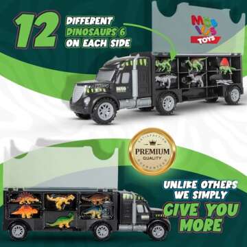 Dinosaur Truck Carrier - Dinosaur Toy for Boys, 12 Dinosaur Toys Playset - Toy Dinosaurs for Boys Age 3 & Up with More Dinosaur Figures, Dinosaur Trucks for Boys Toys Age 4-5, 6, 7 Years Old