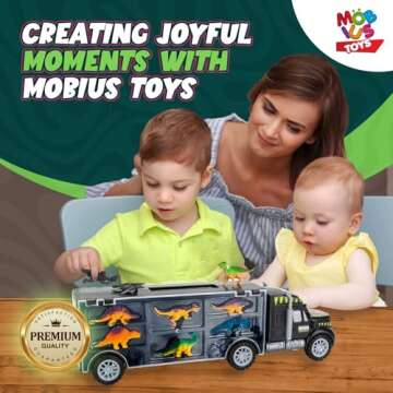 Dinosaur Truck Carrier - Dinosaur Toy for Boys, 12 Dinosaur Toys Playset - Toy Dinosaurs for Boys Age 3 & Up with More Dinosaur Figures, Dinosaur Trucks for Boys Toys Age 4-5, 6, 7 Years Old
