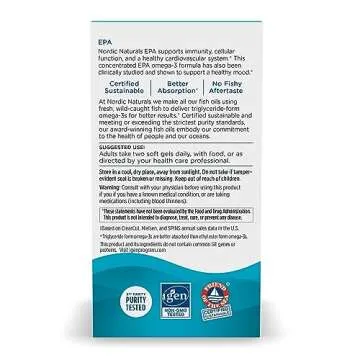 Nordic Naturals EPA, Lemon - 60 Soft Gels - 1210 mg Omega-3 - High-Intensity EPA Formula for Positive Mood, Heart Health & Healthy Immunity - 30 Servings