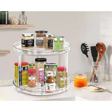 2 Tier Lazy Susan Organizer, 10.6 Inch Clear Makeup Organizer Skincare Organizers, Bathroom Organizer Countertop Perfume Organizer- Make Up Organizers and Storage