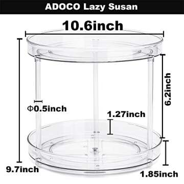 2 Tier Lazy Susan Organizer, 10.6 Inch Clear Makeup Organizer Skincare Organizers, Bathroom Organizer Countertop Perfume Organizer- Make Up Organizers and Storage