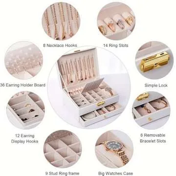 GUOER Jewelry Box - Elegant Large PU Leather Organizer