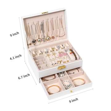 GUOER Jewelry Box - Elegant Large PU Leather Organizer
