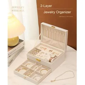 GUOER Jewelry Box - Elegant Large PU Leather Organizer