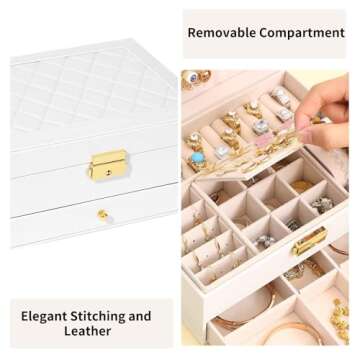 GUOER Jewelry Box - Elegant Large PU Leather Organizer