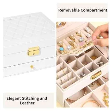 GUOER Jewelry Box - Elegant Large PU Leather Organizer