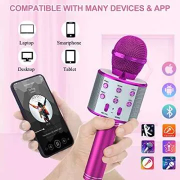 Amazmic Karaoke Microphone for Kids, Handheld Bluetooth Microphone for Karaoke, Gift for Kids Boys/Girls/Adults Birthday, Party, Christmas Home KTV(Purple)