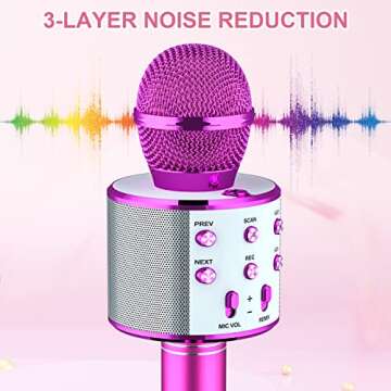 Amazmic Karaoke Microphone for Kids, Handheld Bluetooth Microphone for Karaoke, Gift for Kids Boys/Girls/Adults Birthday, Party, Christmas Home KTV(Purple)