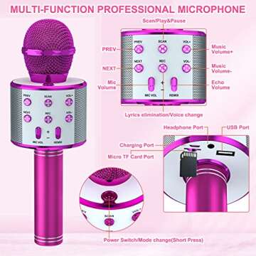 Amazmic Karaoke Microphone for Kids, Handheld Bluetooth Microphone for Karaoke, Gift for Kids Boys/Girls/Adults Birthday, Party, Christmas Home KTV(Purple)