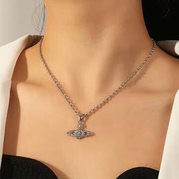 GABWE Necklace Pendant Necklace Crystal Rhinestone Necklace Y2k Aesthetic Pendant Necklace for Women...