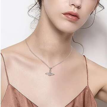 GABWE Necklace Pendant Necklace Crystal Rhinestone Necklace Y2k Aesthetic Pendant Necklace for Women Best Friend Birthday Anniversary Jewelry Gift