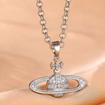 GABWE Necklace Pendant Necklace Crystal Rhinestone Necklace Y2k Aesthetic Pendant Necklace for Women Best Friend Birthday Anniversary Jewelry Gift