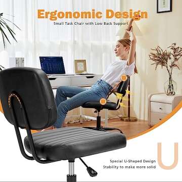 Sweetcrispy Small Adjustable Office Chair with Wheels