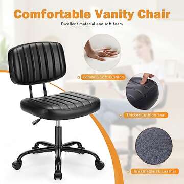Sweetcrispy Small Adjustable Office Chair with Wheels